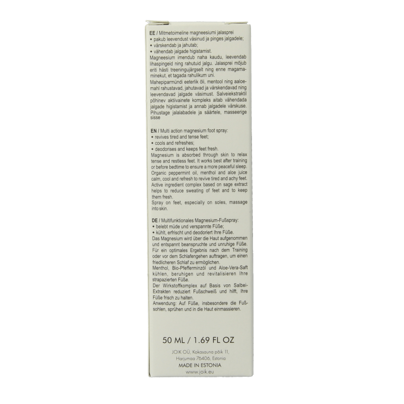 Joik Organics Organic foot spray magnesium 50 Milliliter - DrogistWereld