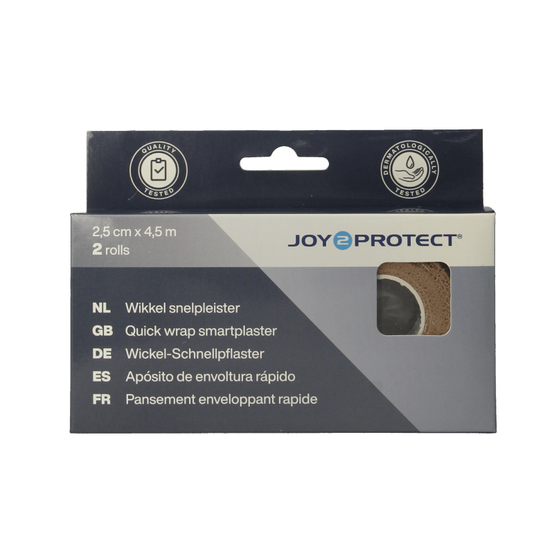 Joy2protect Snelpleisters huidskleur 2.5cm x 4.5m 2 Rol - DrogistWereld