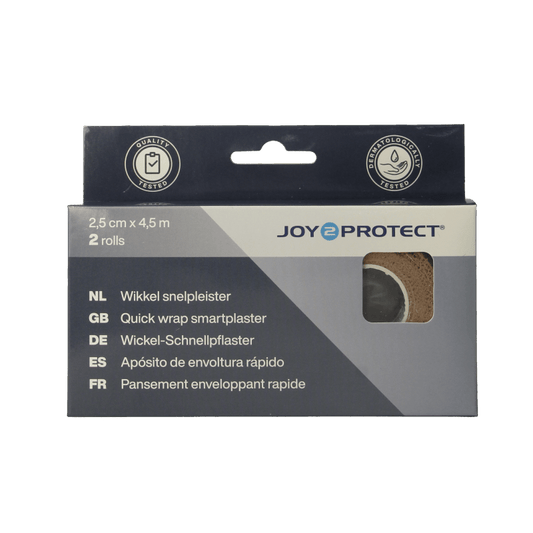Joy2protect Snelpleisters huidskleur 2.5cm x 4.5m 2 Rol - DrogistWereld