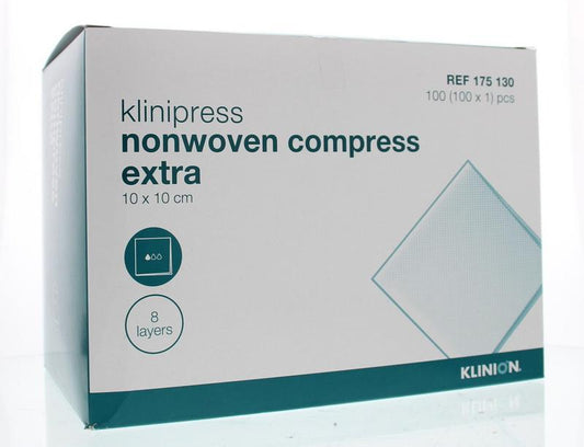 Klinion Klinipress non - woven kompres 10 x 10cm extra 100 Stuks - DrogistWereld