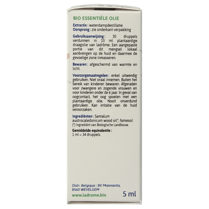Ladrome Sandelhout olie bio 5 Milliliter - DrogistWereld