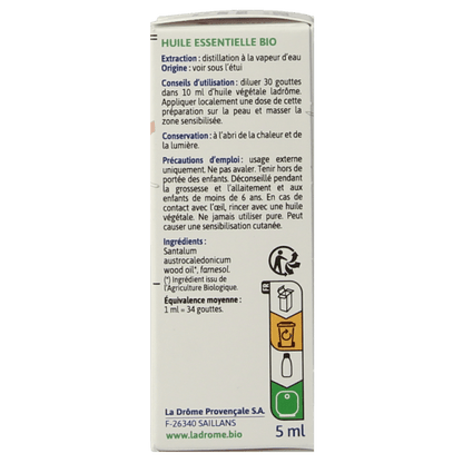 Ladrome Sandelhout olie bio 5 Milliliter - DrogistWereld