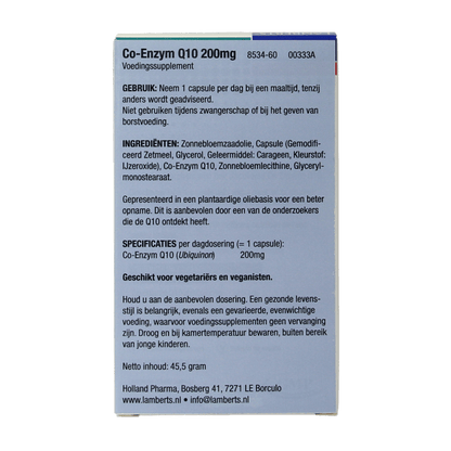 Lamberts Co enzym Q10 200mg 60 Vegetarische capsules - DrogistWereld