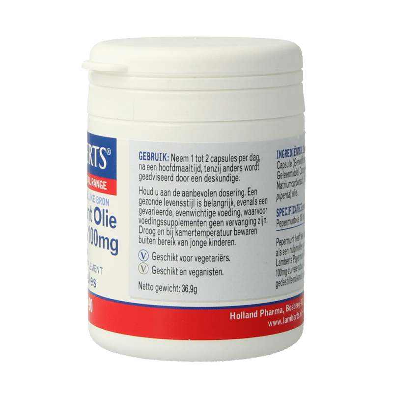 Lamberts Pepermuntolie 100mg 90 Capsules - DrogistWereld