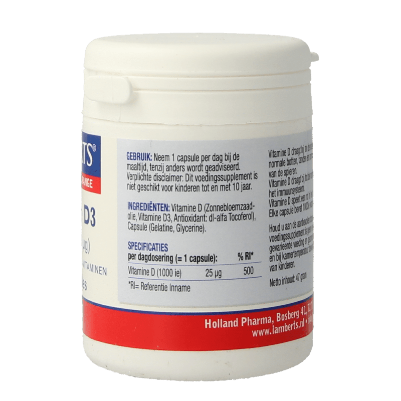 Lamberts Vitamine D3 1000IE/25mcg 120 Capsules - DrogistWereld