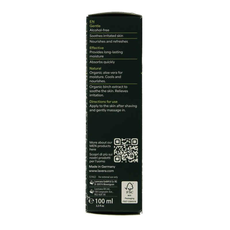 Lavera Men sensitiv aftershave balm bio 100 Milliliter - DrogistWereld