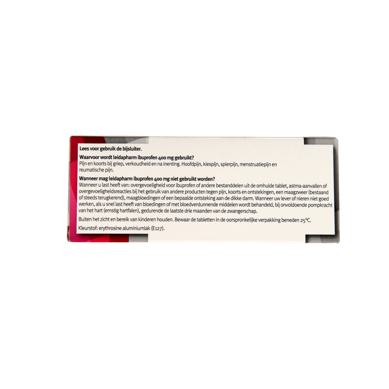 Leidapharm Ibuprofen 400mg 20 Dragees - DrogistWereld