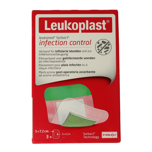 Leukomed Sorbact infection control 5 x 7.2cm 3 Stuks - DrogistWereld