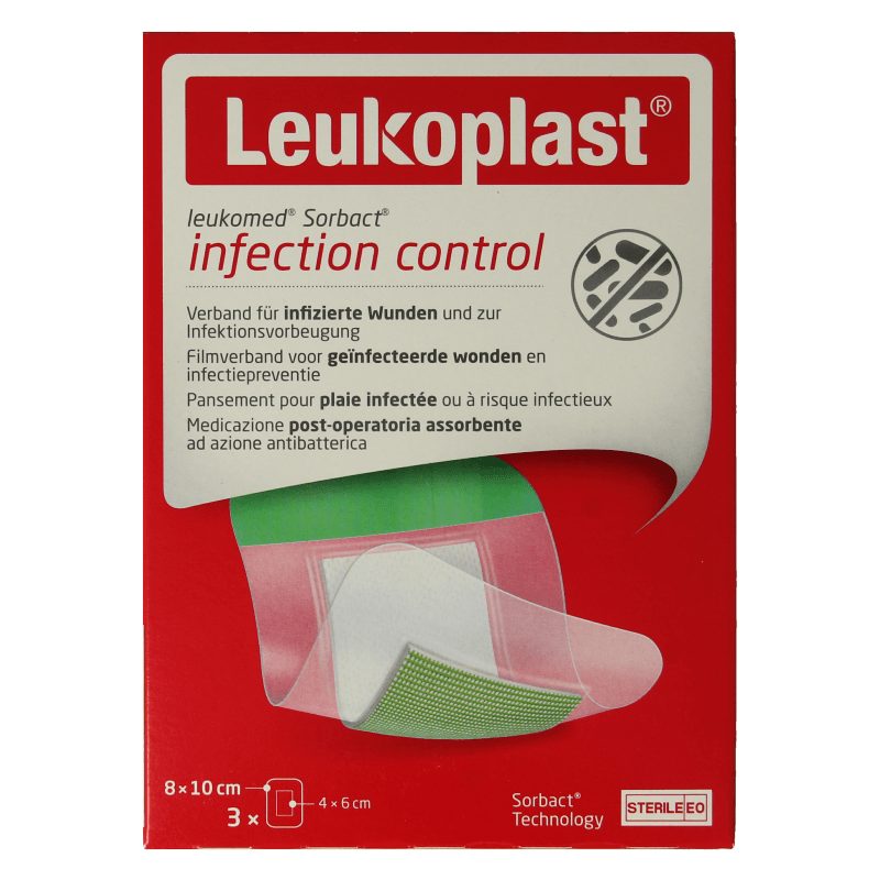 Leukoplast Hechtpleister leukomed sorbact 8 x 10cm 3 Stuks - DrogistWereld
