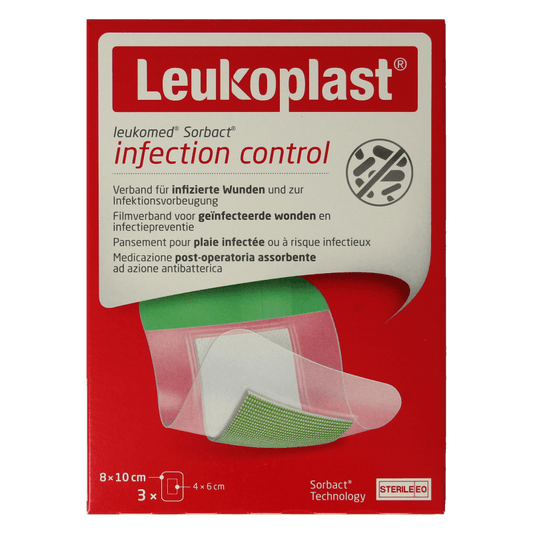 Leukoplast Hechtpleister leukomed sorbact 8 x 10cm 3 Stuks - DrogistWereld