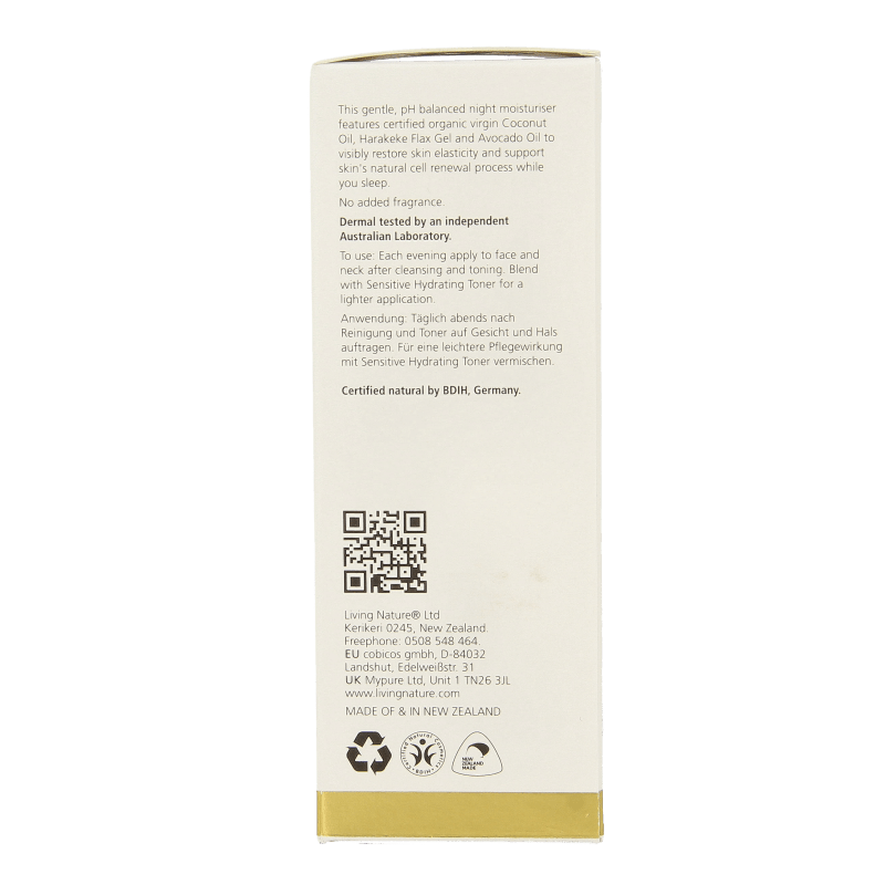 Living Nature Nachtcreme gevoelige huid 50 Milliliter - DrogistWereld