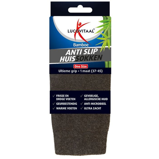 Lucovitaal Bamboe huissokken anti slip one size 1 Paar - DrogistWereld