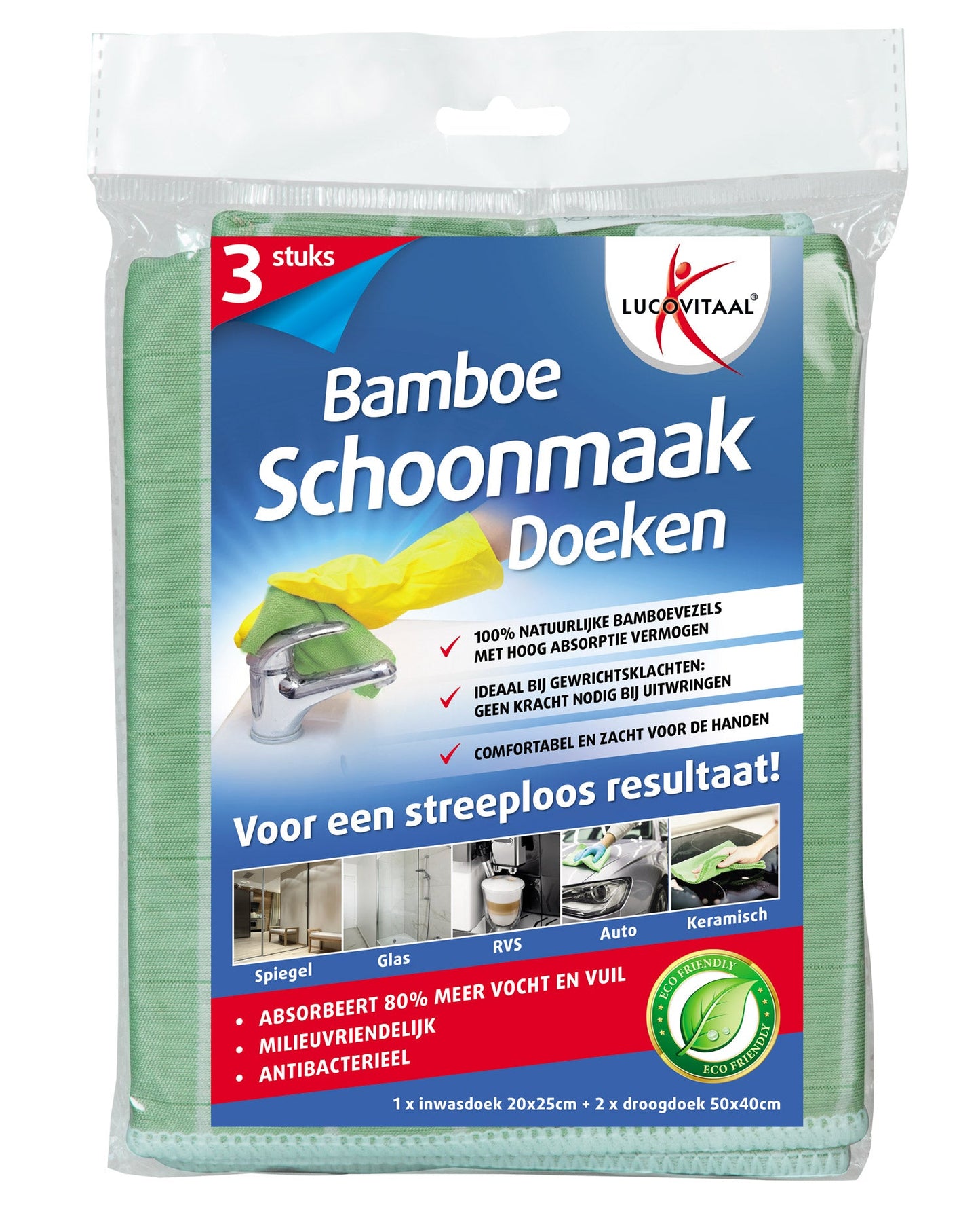 Lucovitaal Bamboe schoonmaakdoek 3 Stuks - DrogistWereld