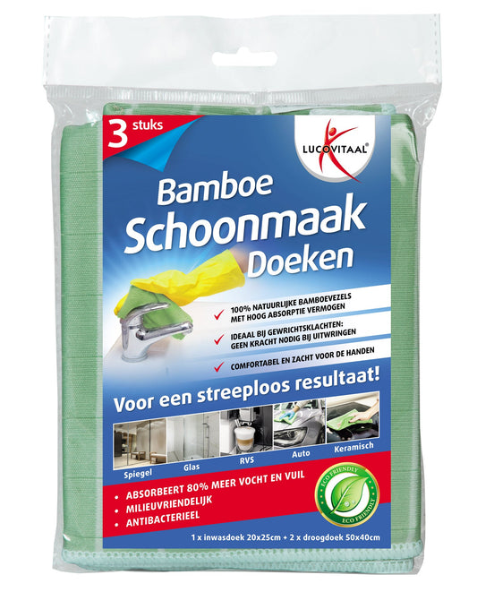 Lucovitaal Bamboe schoonmaakdoek 3 Stuks - DrogistWereld