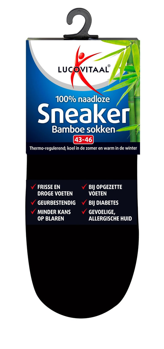 Lucovitaal Bamboe sneakersok zwart maat 43 - 46 1 Paar - DrogistWereld