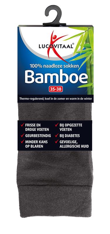 Lucovitaal Bamboe sok lang antraciet maat 35 - 38 1 Paar - DrogistWereld