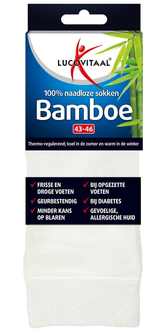 Lucovitaal Bamboe sok lang wit maat 43 - 46 1 Paar - DrogistWereld