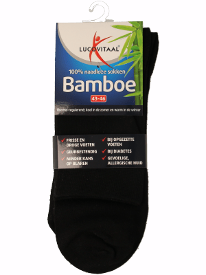 Lucovitaal Bamboe sok lang zwart maat 43 - 46 1 Paar - DrogistWereld