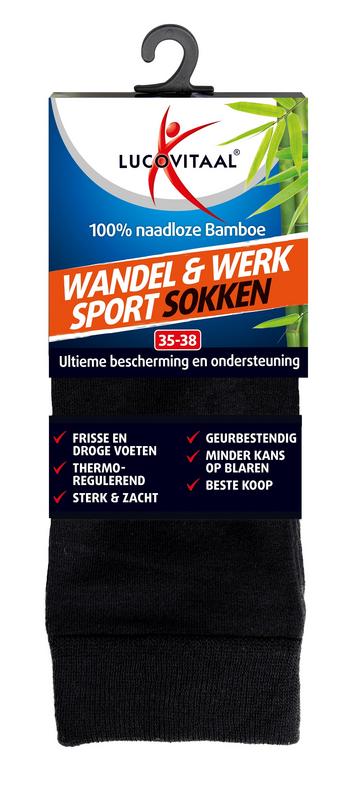 Lucovitaal Bamboe wandel werk sportsokken maat 35 - 38 1 Paar - DrogistWereld