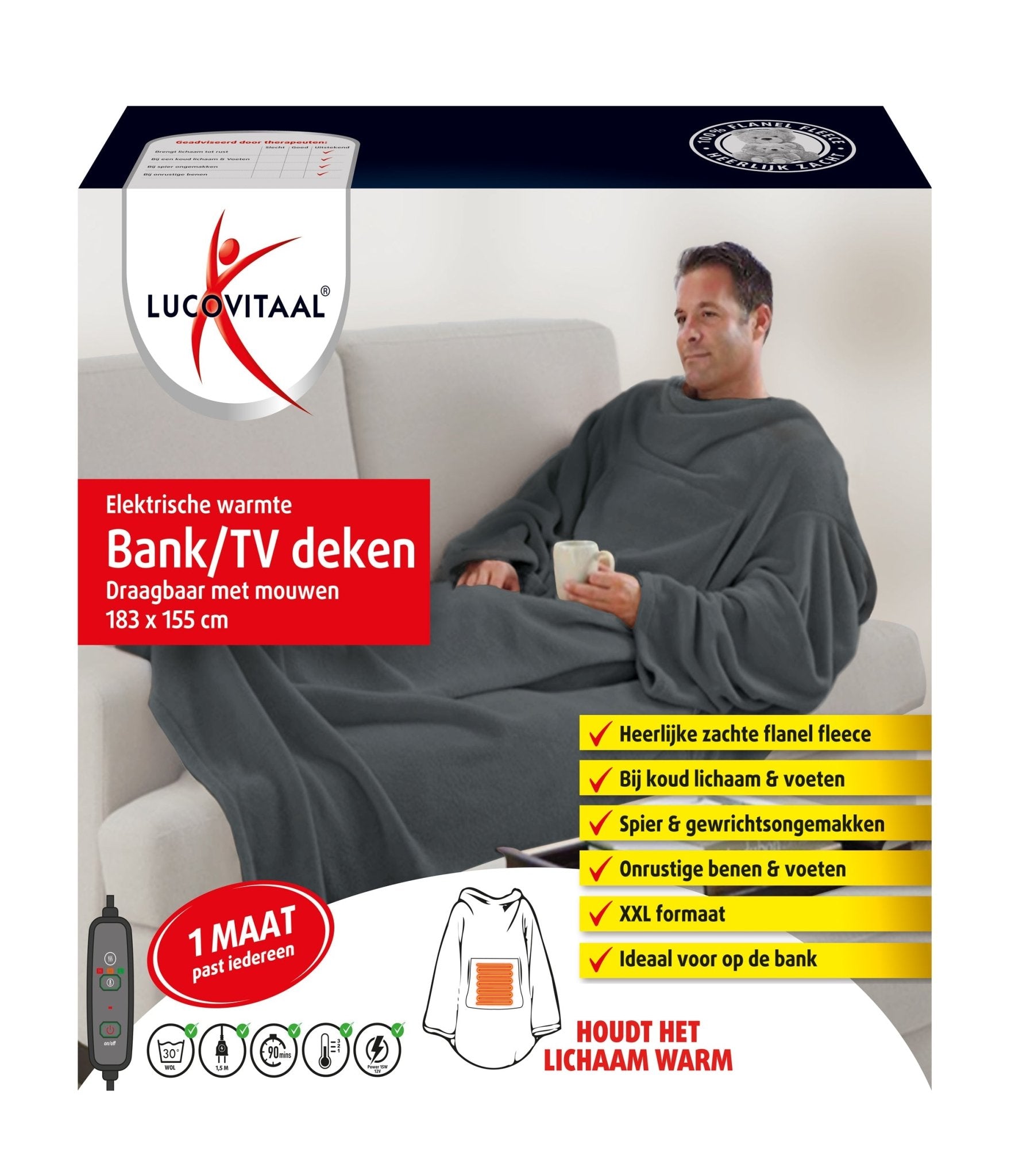 Lucovitaal Electrische warmte bank/TV deken 1 Paar - DrogistWereld