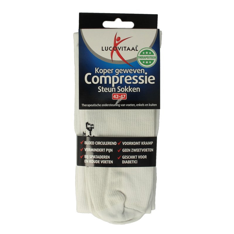 Lucovitaal Koper compressie steunsok maat 42 - 47 wit 6 Paar - DrogistWereld