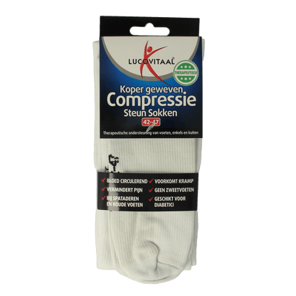 Lucovitaal Koper compressie steunsok maat 42 - 47 wit 6 Paar - DrogistWereld