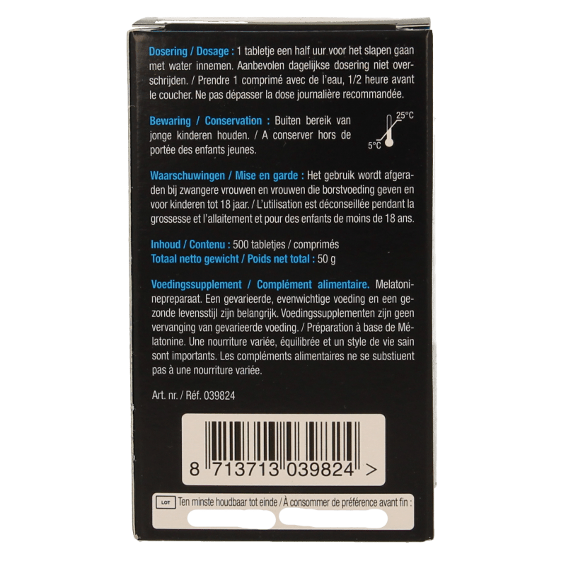Lucovitaal Melatonine puur 0.299mg 500 Tabletten - DrogistWereld
