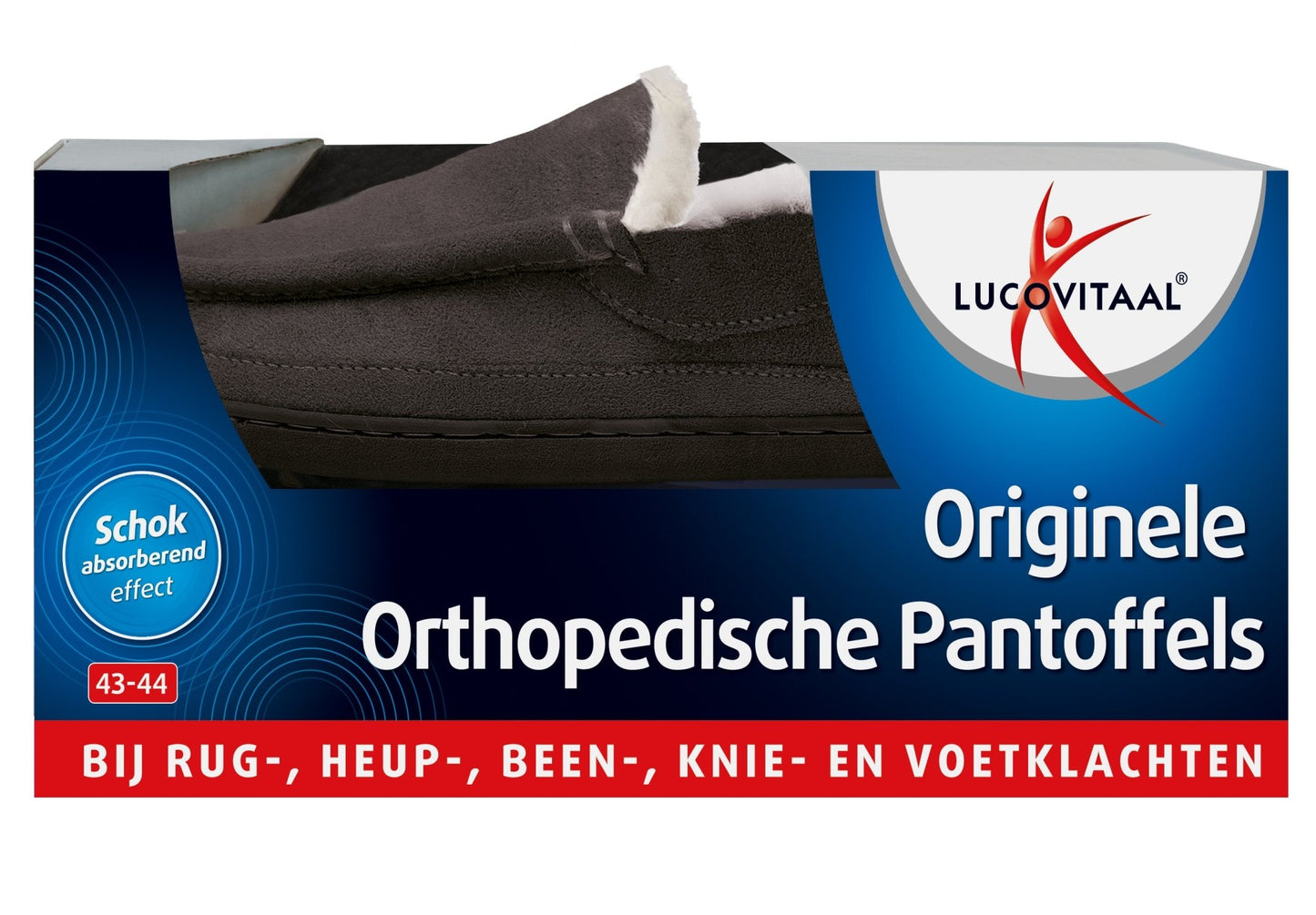 Lucovitaal Orthopedische pantoffels antraciet maat 43 - 44 1 Paar - DrogistWereld