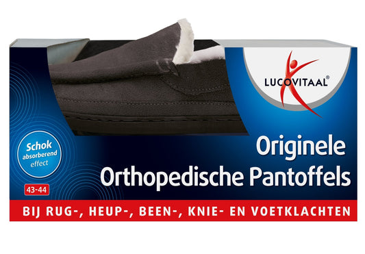 Lucovitaal Orthopedische pantoffels antraciet maat 43 - 44 1 Paar - DrogistWereld