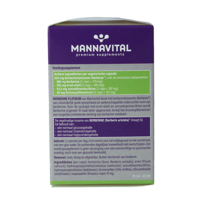 Mannavital Berberine platinum 60 Vegetarische capsules - DrogistWereld