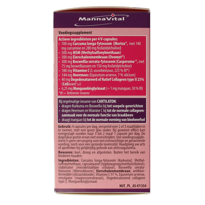 Mannavital Cartilaton 120 Vegetarische capsules - DrogistWereld