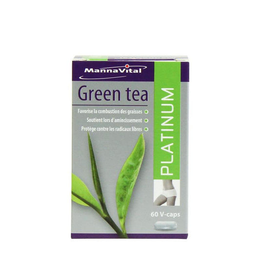 Mannavital Green tea platinum 60 Vegetarische capsules - DrogistWereld
