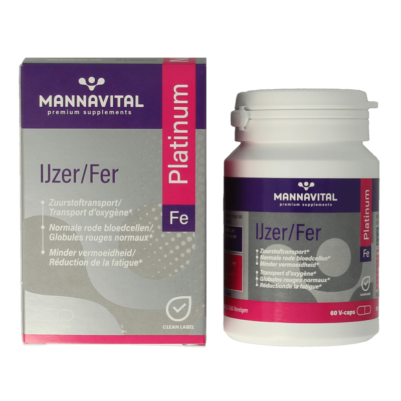 Mannavital IJzer platinum 60 Vegetarische capsules - DrogistWereld