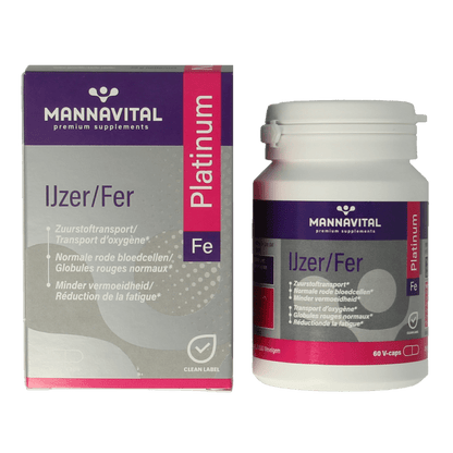 Mannavital IJzer platinum 60 Vegetarische capsules - DrogistWereld