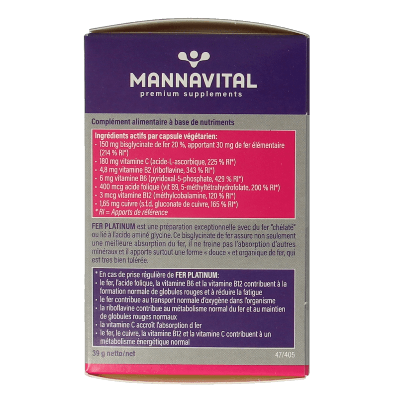 Mannavital IJzer platinum 60 Vegetarische capsules - DrogistWereld