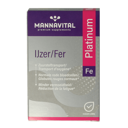 Mannavital IJzer platinum 60 Vegetarische capsules - DrogistWereld