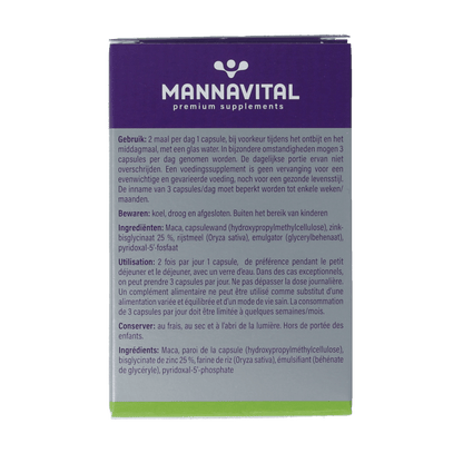 Mannavital Maca platinum 60 Vegetarische capsules - DrogistWereld