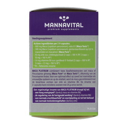 Mannavital Maca platinum 60 Vegetarische capsules - DrogistWereld