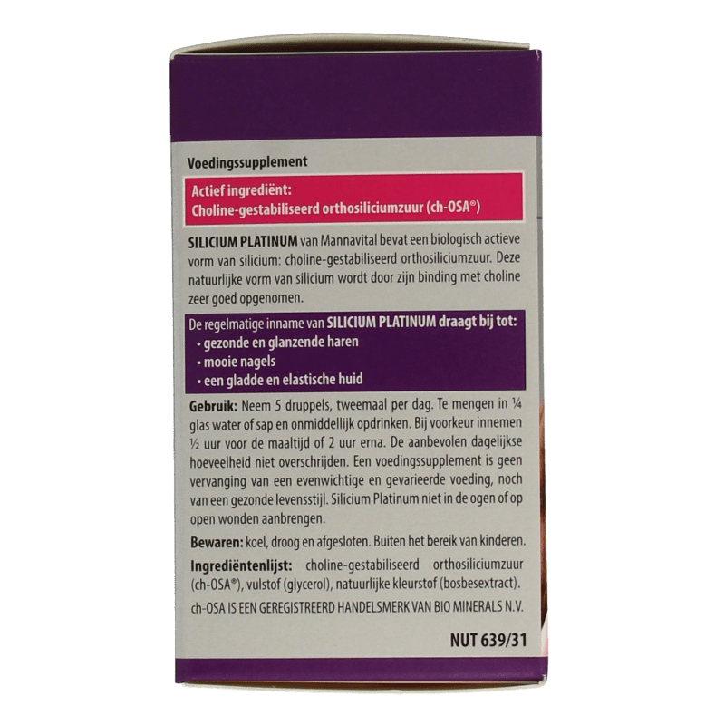 Mannavital Silicium platinum 30 Milliliter - DrogistWereld