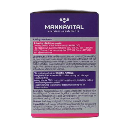 Mannavital Ubiquinol platinum 60 Capsules - DrogistWereld