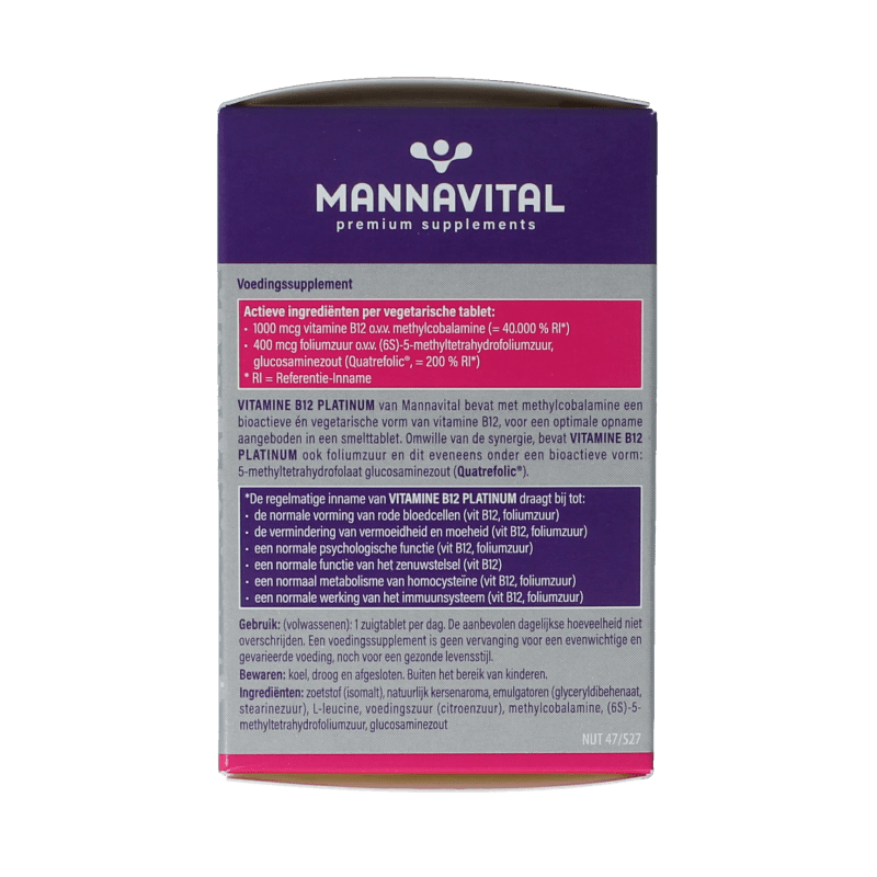 Mannavital Vitamine B12 platinum 60 Tabletten - DrogistWereld