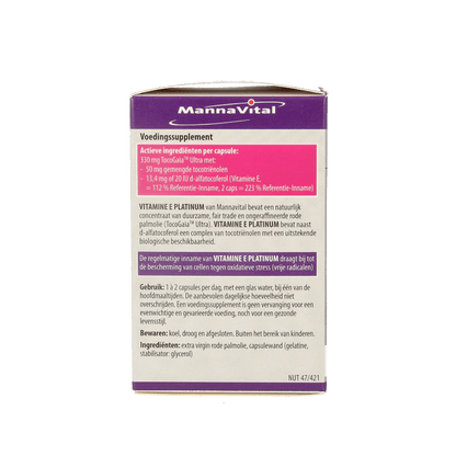 Mannavital Vitamine E platinum 60 Vegetarische capsules - DrogistWereld