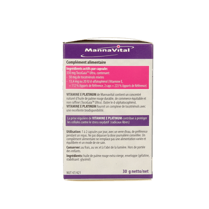 Mannavital Vitamine E platinum 60 Vegetarische capsules - DrogistWereld