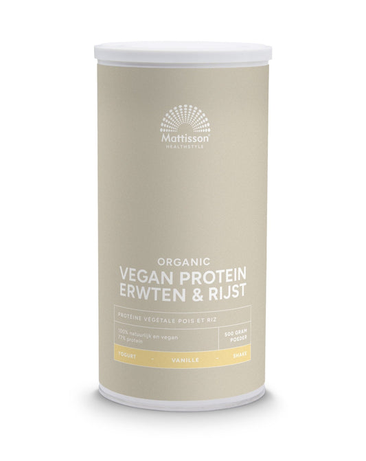 Mattisson Vegan protein erwten & rijst vanille bio 500 Gram - DrogistWereld