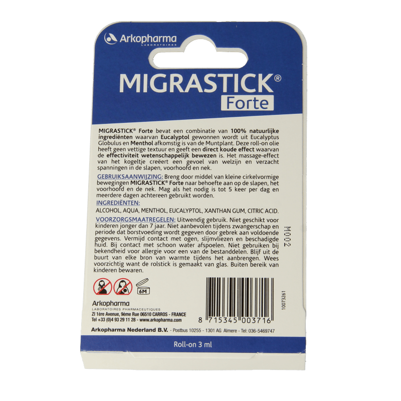 Migrastick Forte hoofdroller 3 Milliliter - DrogistWereld