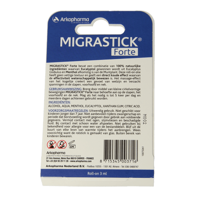 Migrastick Forte hoofdroller 3 Milliliter - DrogistWereld