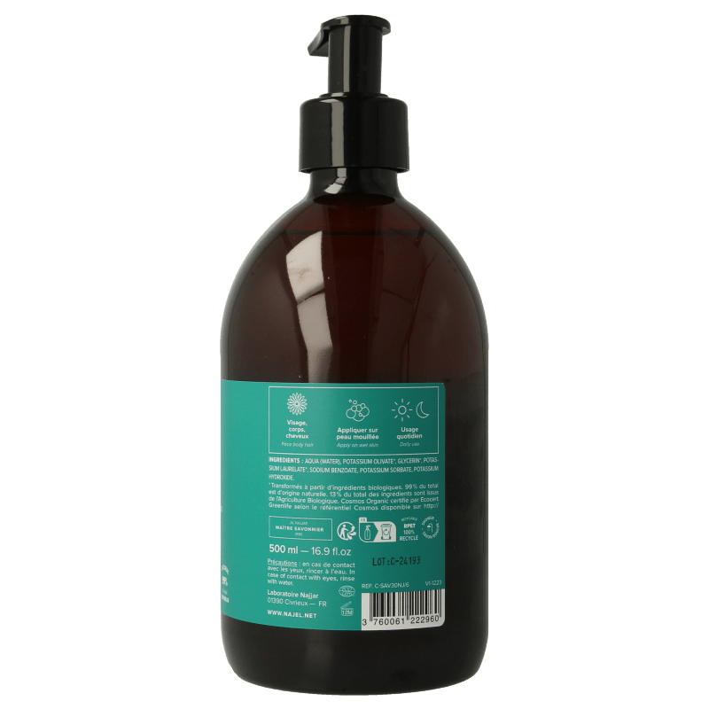 Najel Aleppo Aleppo zeep vloeibaar pompflacon 500 Milliliter - DrogistWereld