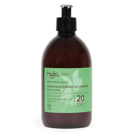 Najel Aleppo Zeep liquid laurier 20% pompfles 500 Milliliter - DrogistWereld