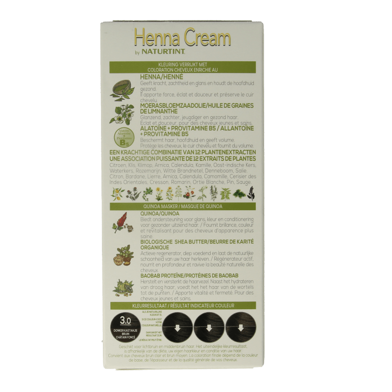 Naturtint Henna cream 3.0 dronker kastanje bruin 110 Milliliter - DrogistWereld