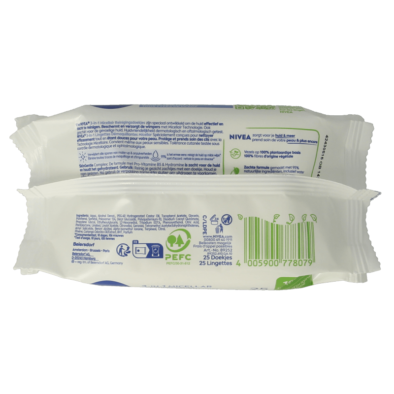 Nivea 3 - in - 1 verzorgende micellair reindoek 25 Stuks - DrogistWereld